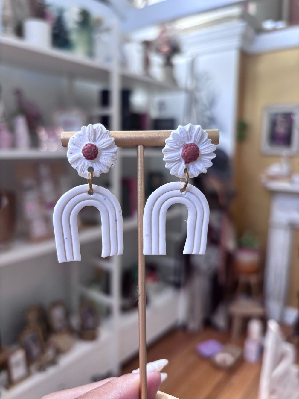 White Daisy Rainbow Drop Earrings for Kids — Brand
